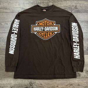 Vintage Y2K Harley Davidson Mile High Colorado Long Sleeve Shirt Brown Men's XL